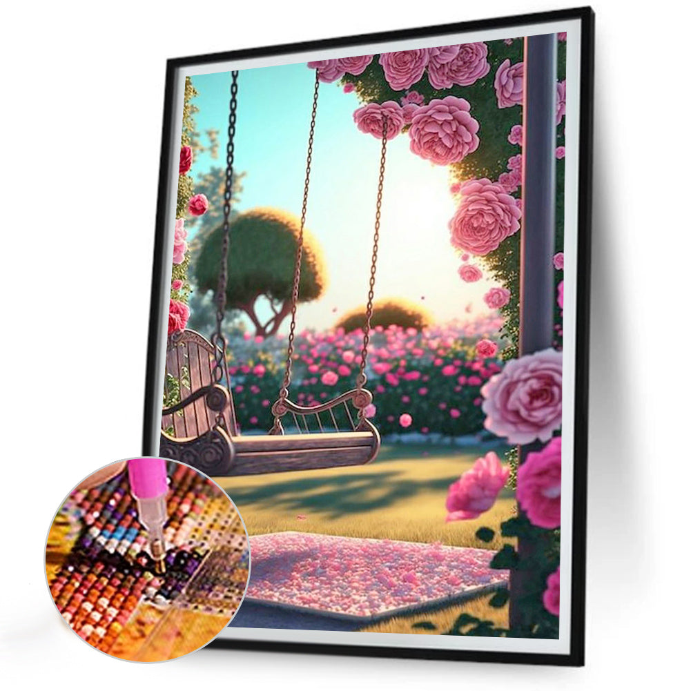 Flower And Swing - Full Round Drill Diamond Painting 30*40CM