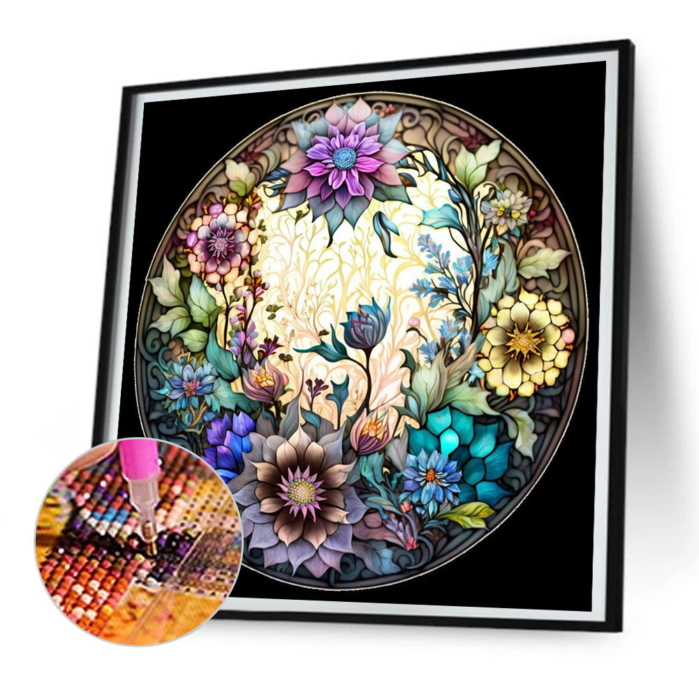 Abstract Flower Painting - Full Round Drill Diamond Painting 30*30CM