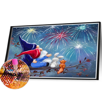 Goblin Watching Fireworks - Full Round Drill Diamond Painting 40*30CM