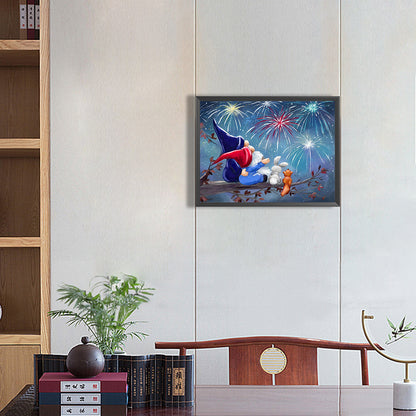 Goblin Watching Fireworks - Full Round Drill Diamond Painting 40*30CM