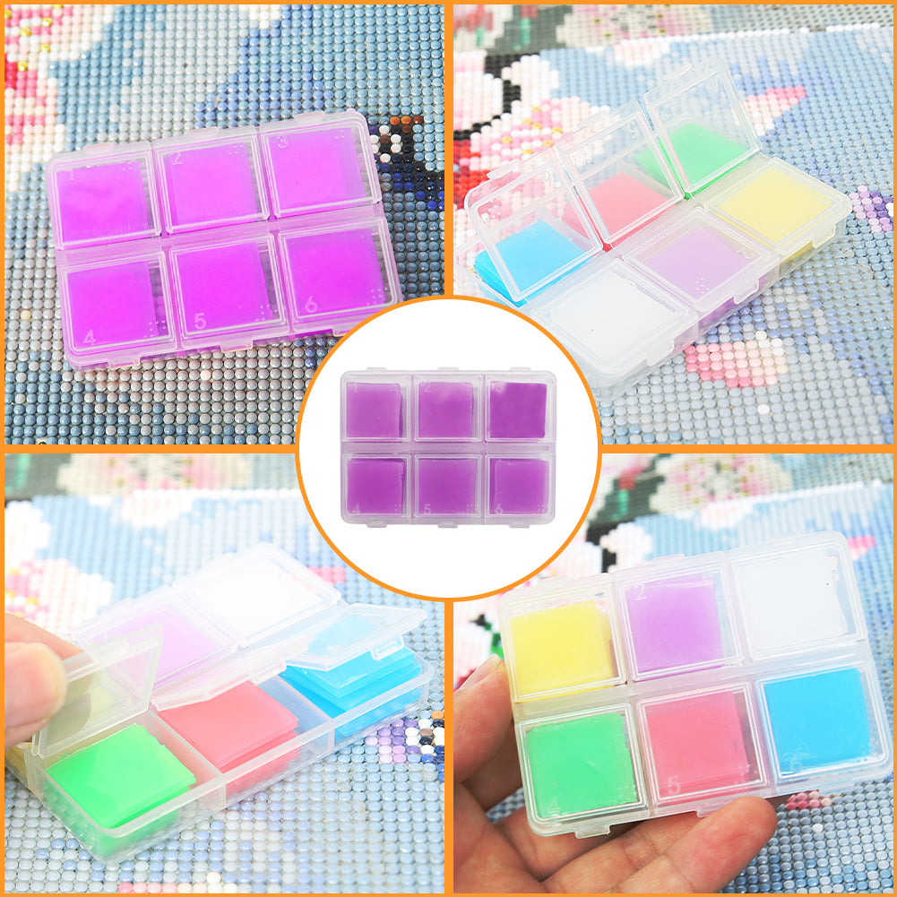 DIY Diamond Painting Wax 2x2cm 30pcs Glue Clay Wax Tool Set 6 Colors For Drawing