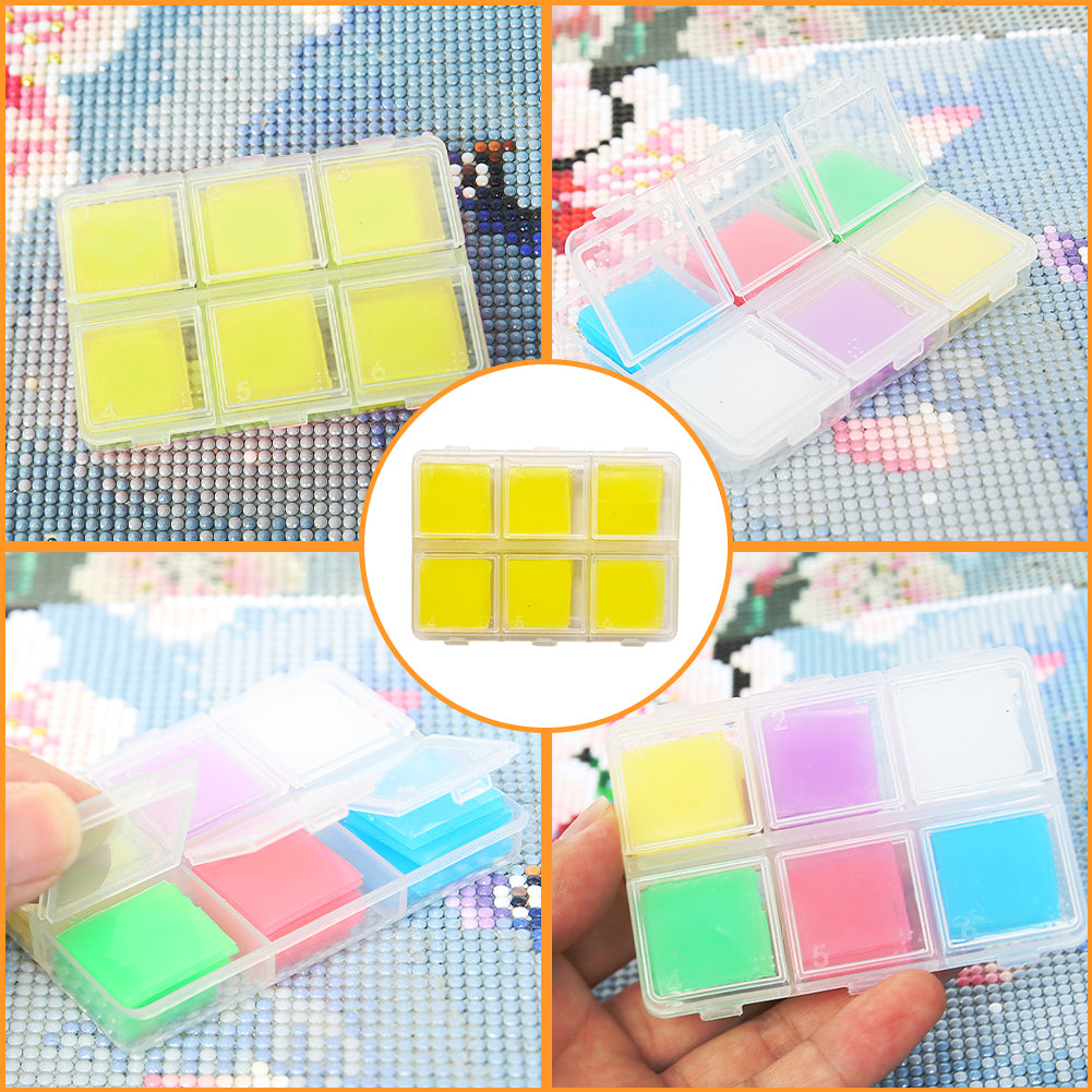 DIY Diamond Painting Wax 2x2cm 30pcs Glue Clay Wax Tool Set 6 Colors For Drawing