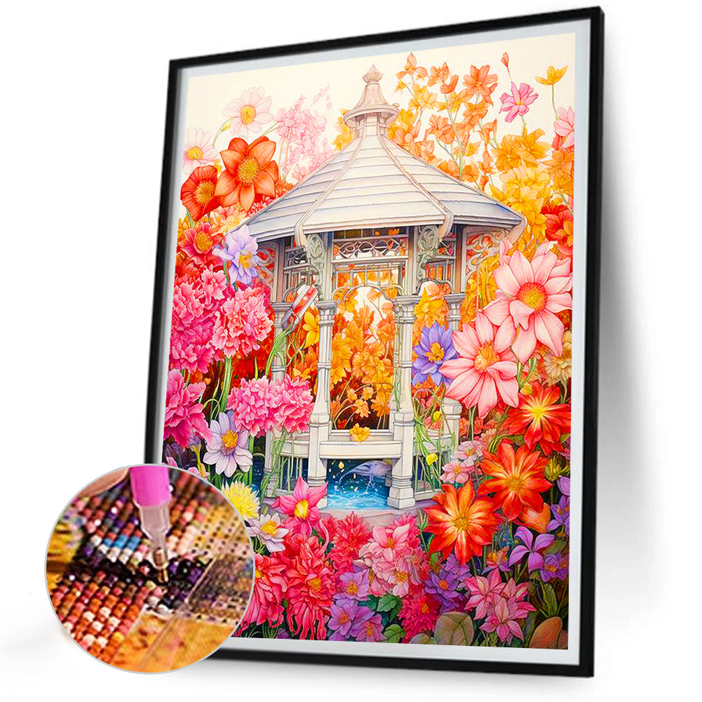 Garden Courtyard - Full Round Drill Diamond Painting 30*40CM