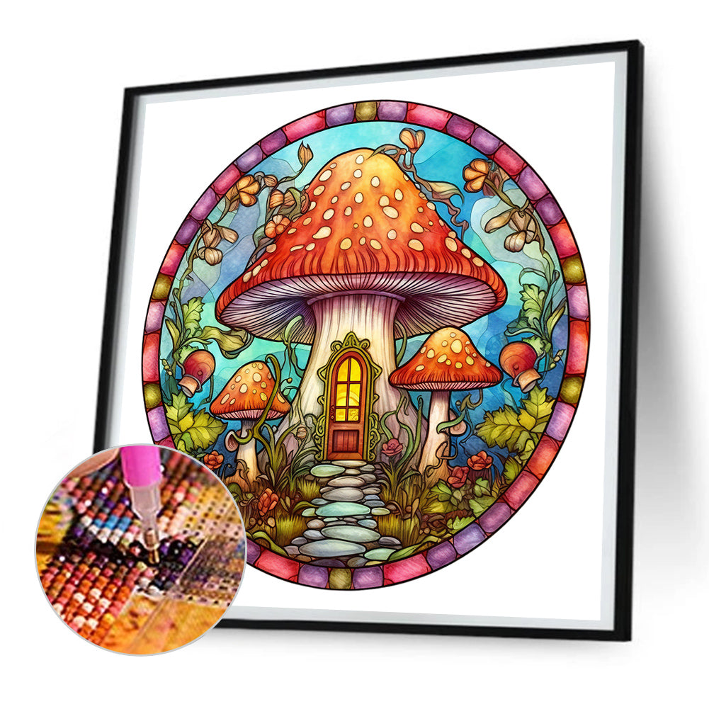 Mushroom Glass Painting - Full Round Drill Diamond Painting 30*30CM