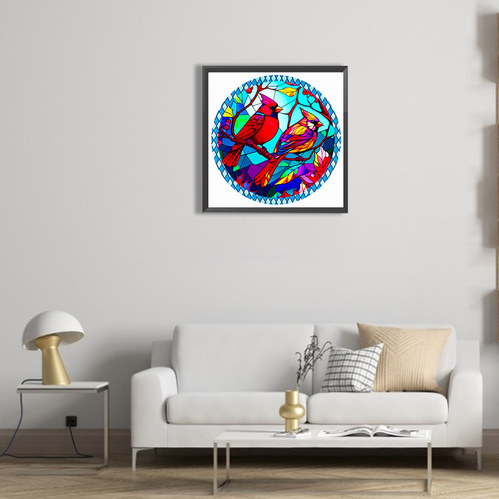 Glass Cardinal - Full Round Drill Diamond Painting 30*30CM