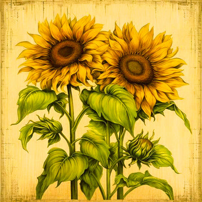 Two Bunches Of Sunflowers - Full Round Drill Diamond Painting 30*30CM