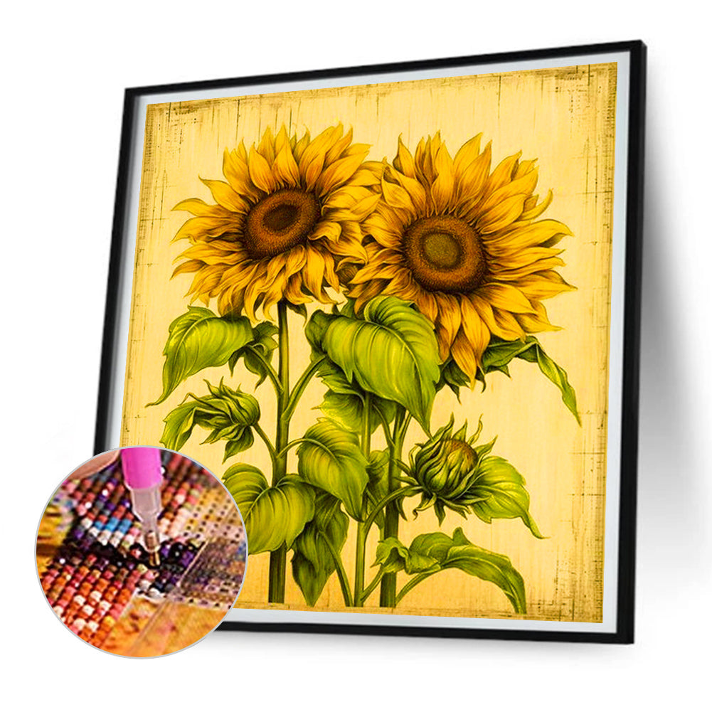 Two Bunches Of Sunflowers - Full Round Drill Diamond Painting 30*30CM