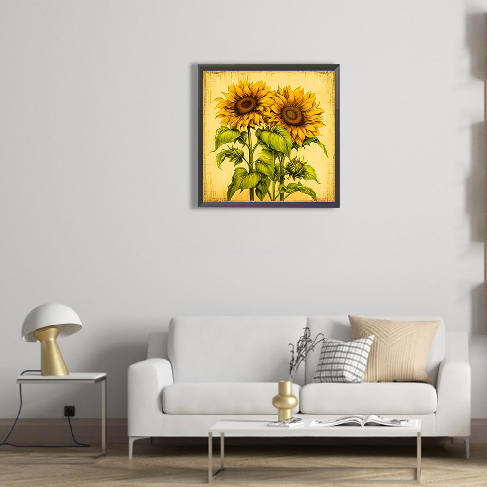 Two Bunches Of Sunflowers - Full Round Drill Diamond Painting 30*30CM