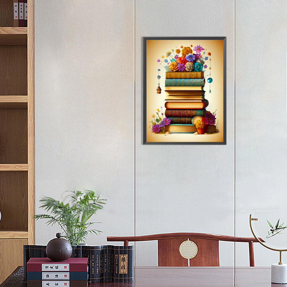 Flowers And Books - Full Round Drill Diamond Painting 30*40CM