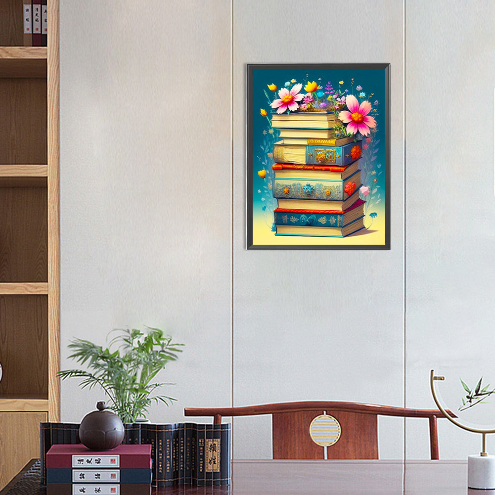 Flowers And Books - Full Round Drill Diamond Painting 30*40CM