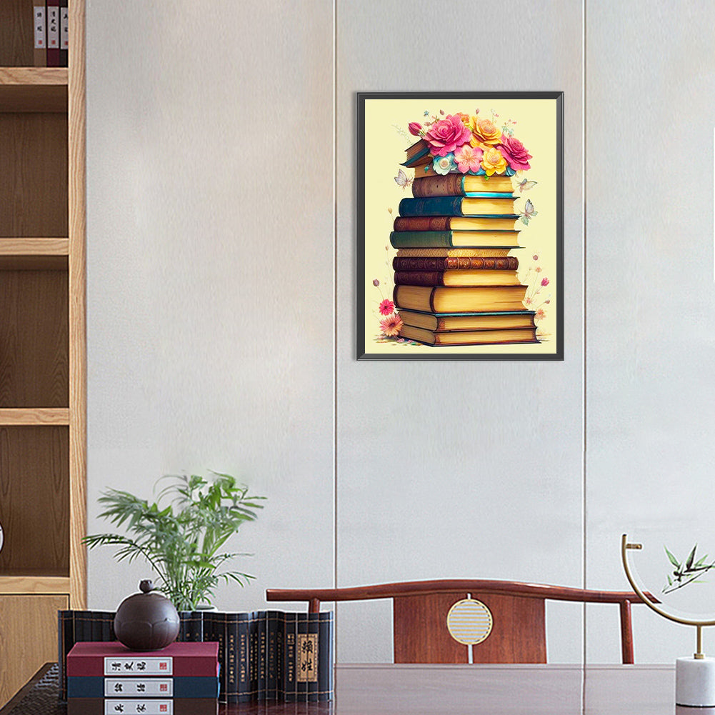 Flowers And Books - Full Round Drill Diamond Painting 30*40CM