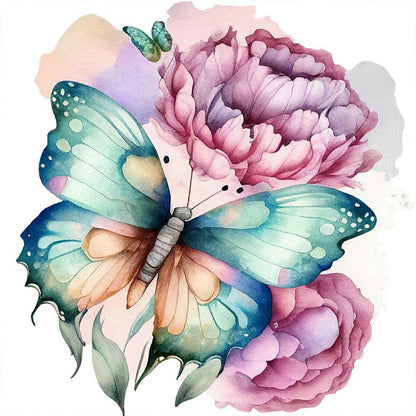 Watercolor Butterfly - Full Round Drill Diamond Painting 30*30CM