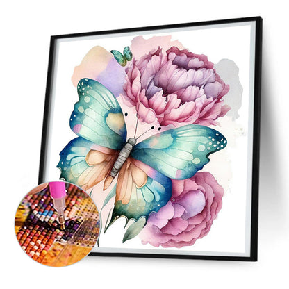 Watercolor Butterfly - Full Round Drill Diamond Painting 30*30CM