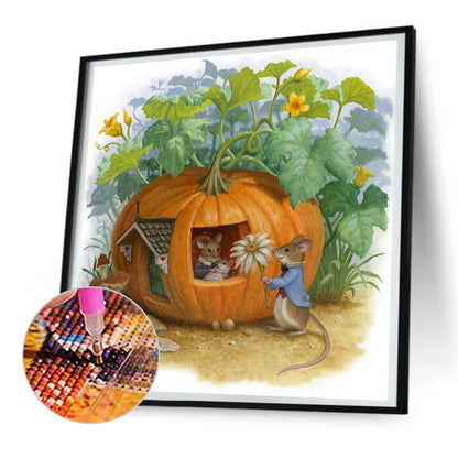 Pumpkin House - Full Round Drill Diamond Painting 30*30CM