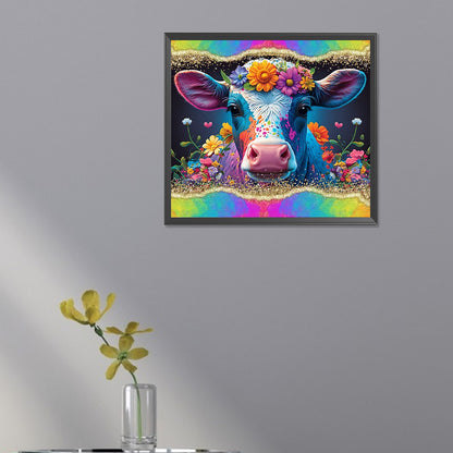 Flower Cow - AB Round Drill Diamond Painting 45*40CM