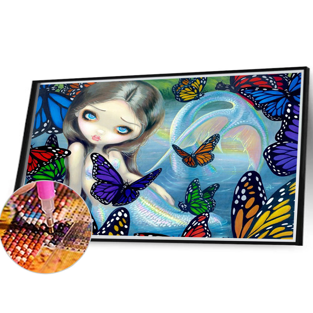 Big Eyed Mermaid Girl - Full Round Drill Diamond Painting 40*30CM