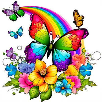 Rainbow Butterfly - Full Round Drill Diamond Painting 30*30CM