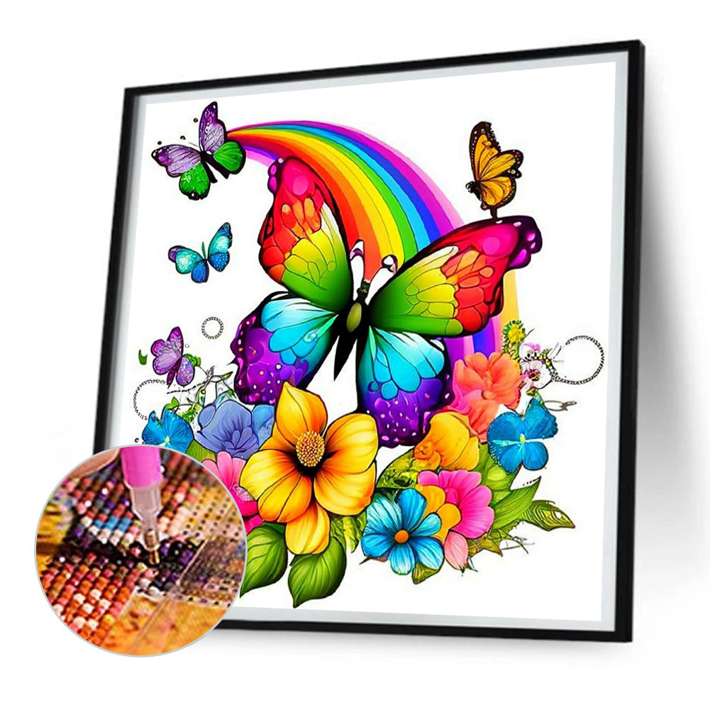 Rainbow Butterfly - Full Round Drill Diamond Painting 30*30CM