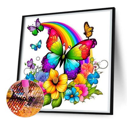 Rainbow Butterfly - Full Round Drill Diamond Painting 30*30CM