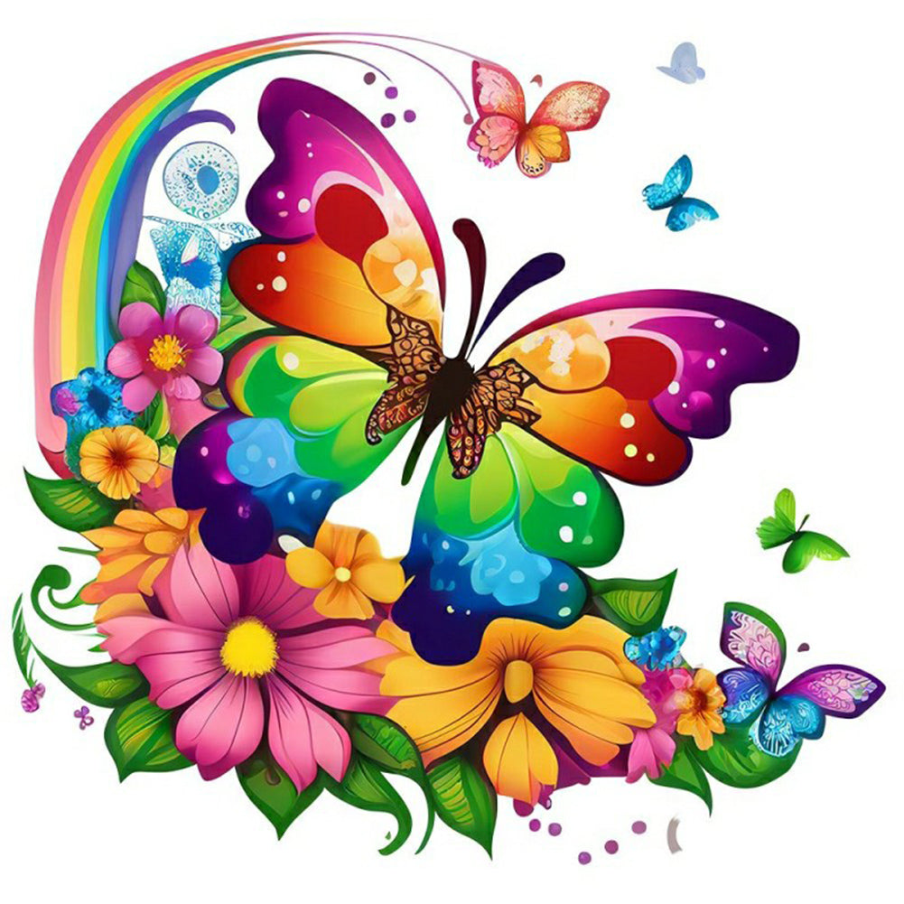 Rainbow Butterfly - Full Round Drill Diamond Painting 30*30CM