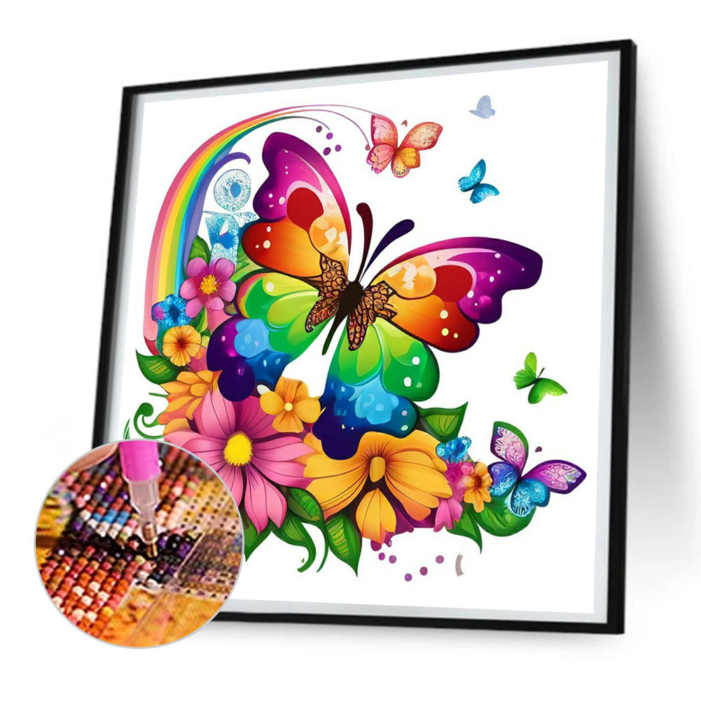 Rainbow Butterfly - Full Round Drill Diamond Painting 30*30CM