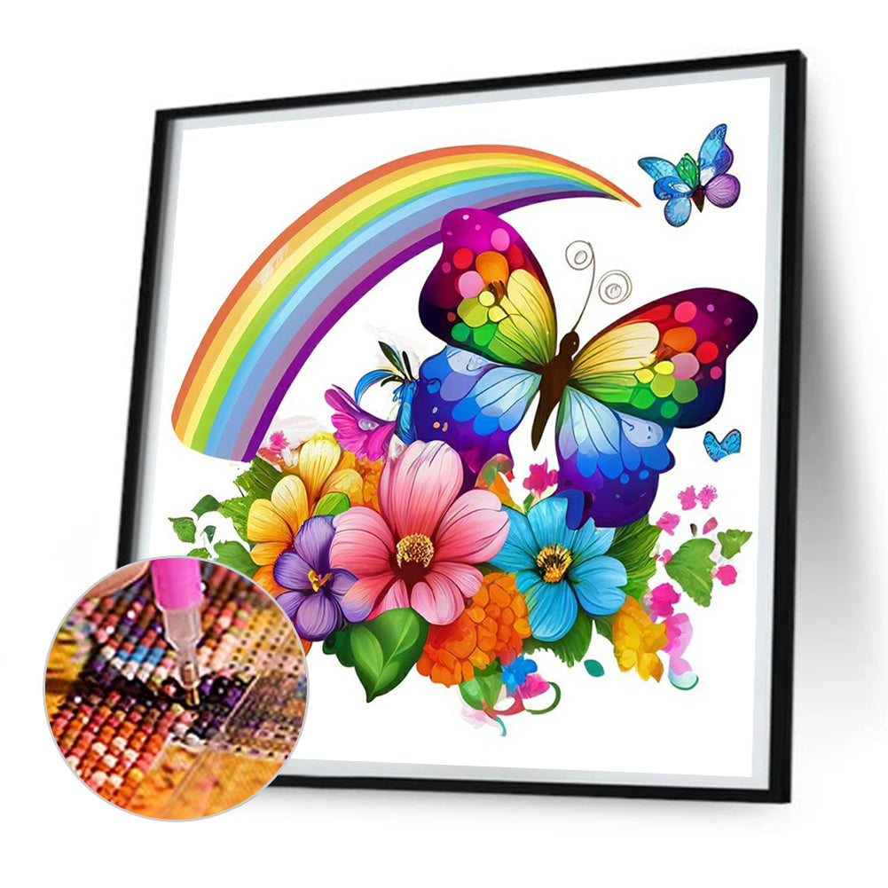 Rainbow Butterfly - Full Round Drill Diamond Painting 30*30CM