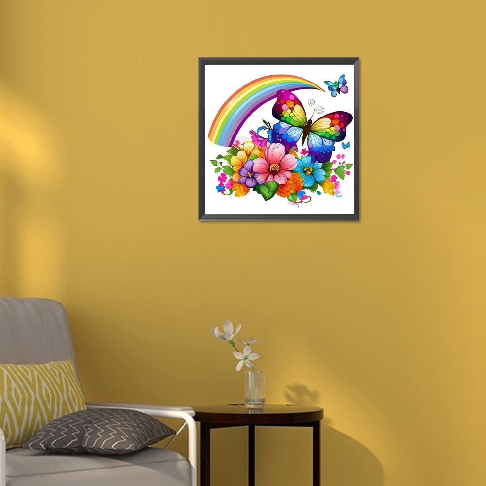 Rainbow Butterfly - Full Round Drill Diamond Painting 30*30CM