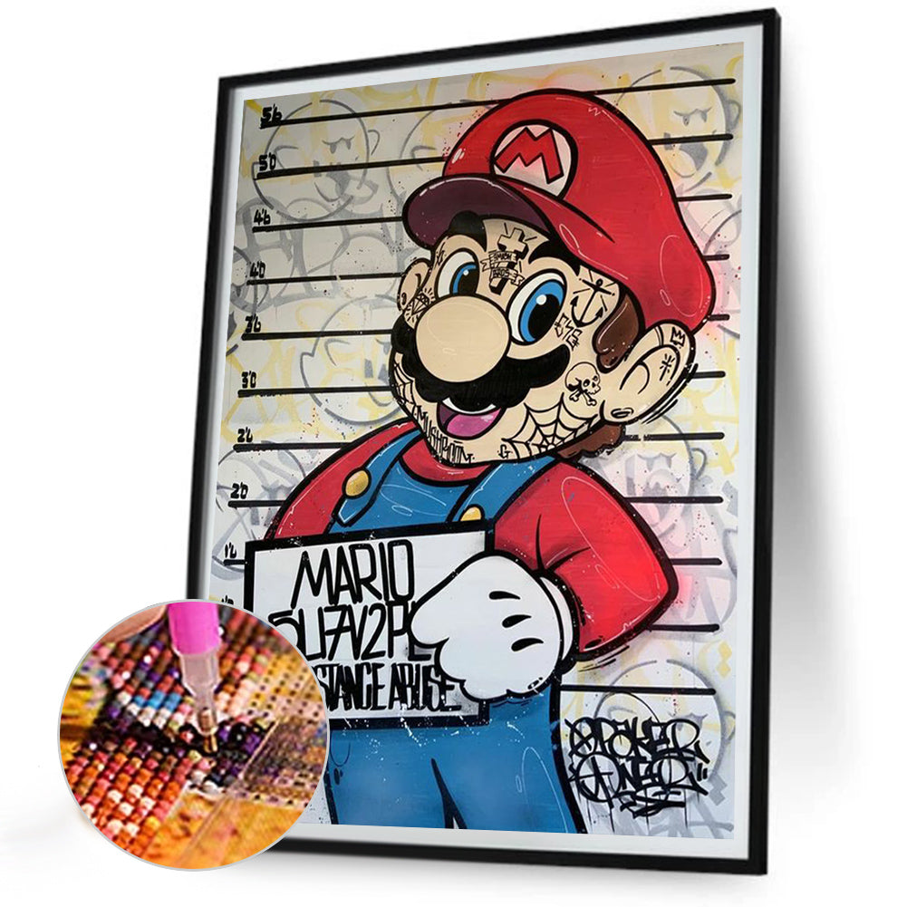 Mario Crime Photo - Full Round Drill Diamond Painting 30*40CM