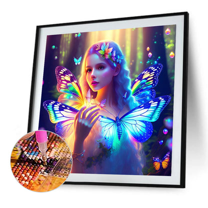 Butterfly Girl - AB Round Drill Diamond Painting 40*40CM