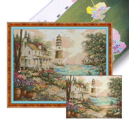 Beach House - 14CT Stamped Cross Stitch 56*44CM(Joy Sunday)