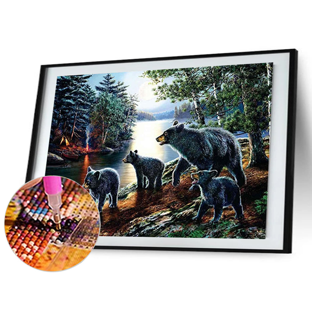 Forest Black Bear - Full Round Drill Diamond Painting 40*30CM