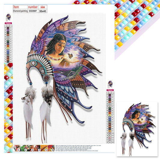 Indian Headdress - Full Square Drill Diamond Painting 30*40CM