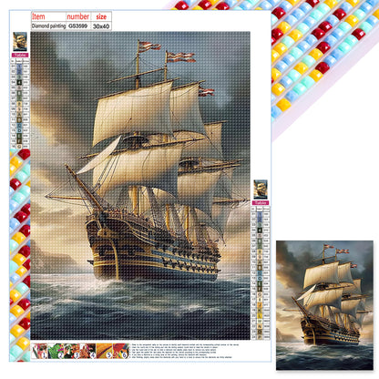 Sailing Boat - Full Square Drill Diamond Painting 30*40CM