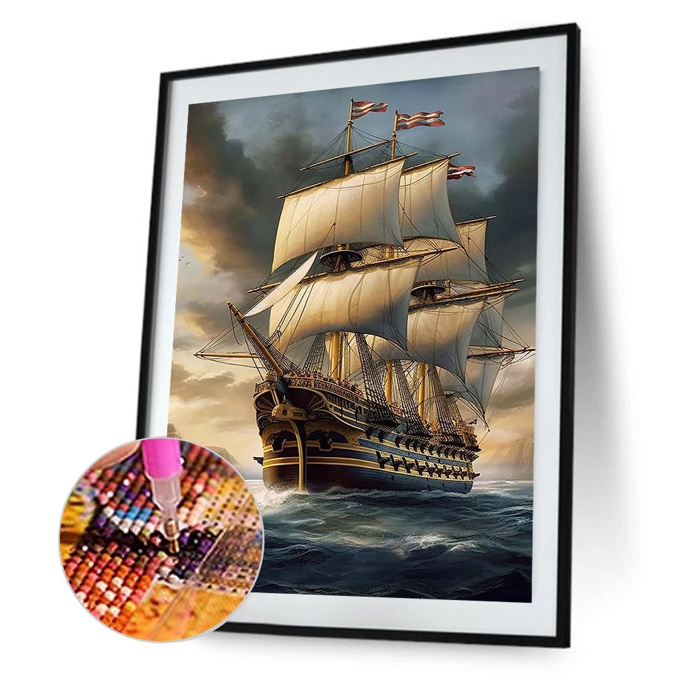 Sailing Boat - Full Square Drill Diamond Painting 30*40CM