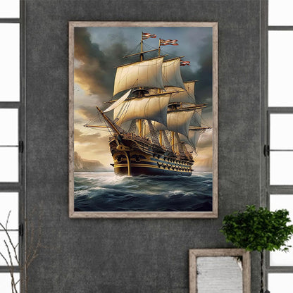 Sailing Boat - Full Square Drill Diamond Painting 30*40CM