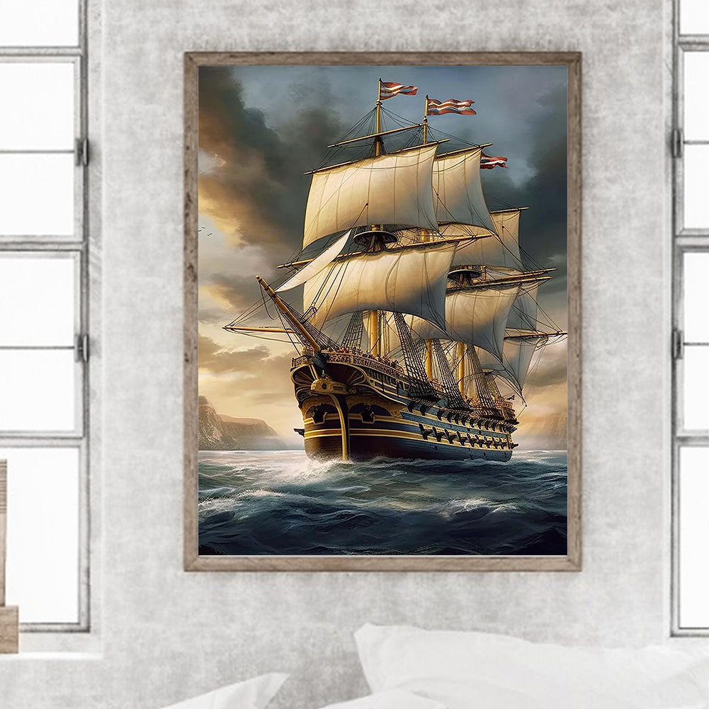 Sailing Boat - Full Square Drill Diamond Painting 30*40CM