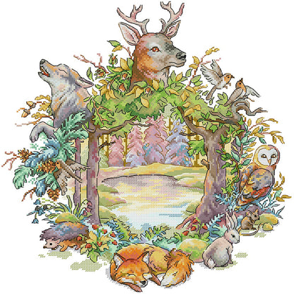 Forest Garland - 14CT Stamped Cross Stitch 40*42CM(Joy Sunday)