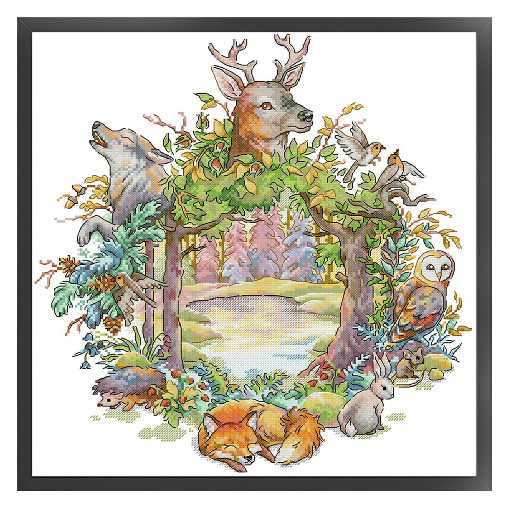 Forest Garland - 14CT Stamped Cross Stitch 40*42CM(Joy Sunday)