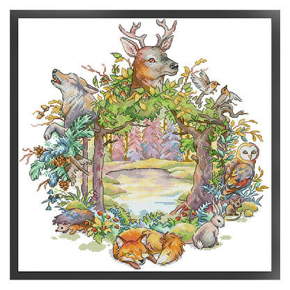 Forest Garland - 14CT Stamped Cross Stitch 40*42CM(Joy Sunday)