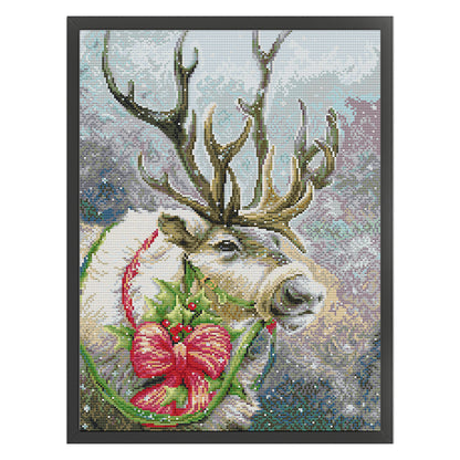 Christmas Elk - 14CT Stamped Cross Stitch 34*46CM(Joy Sunday)