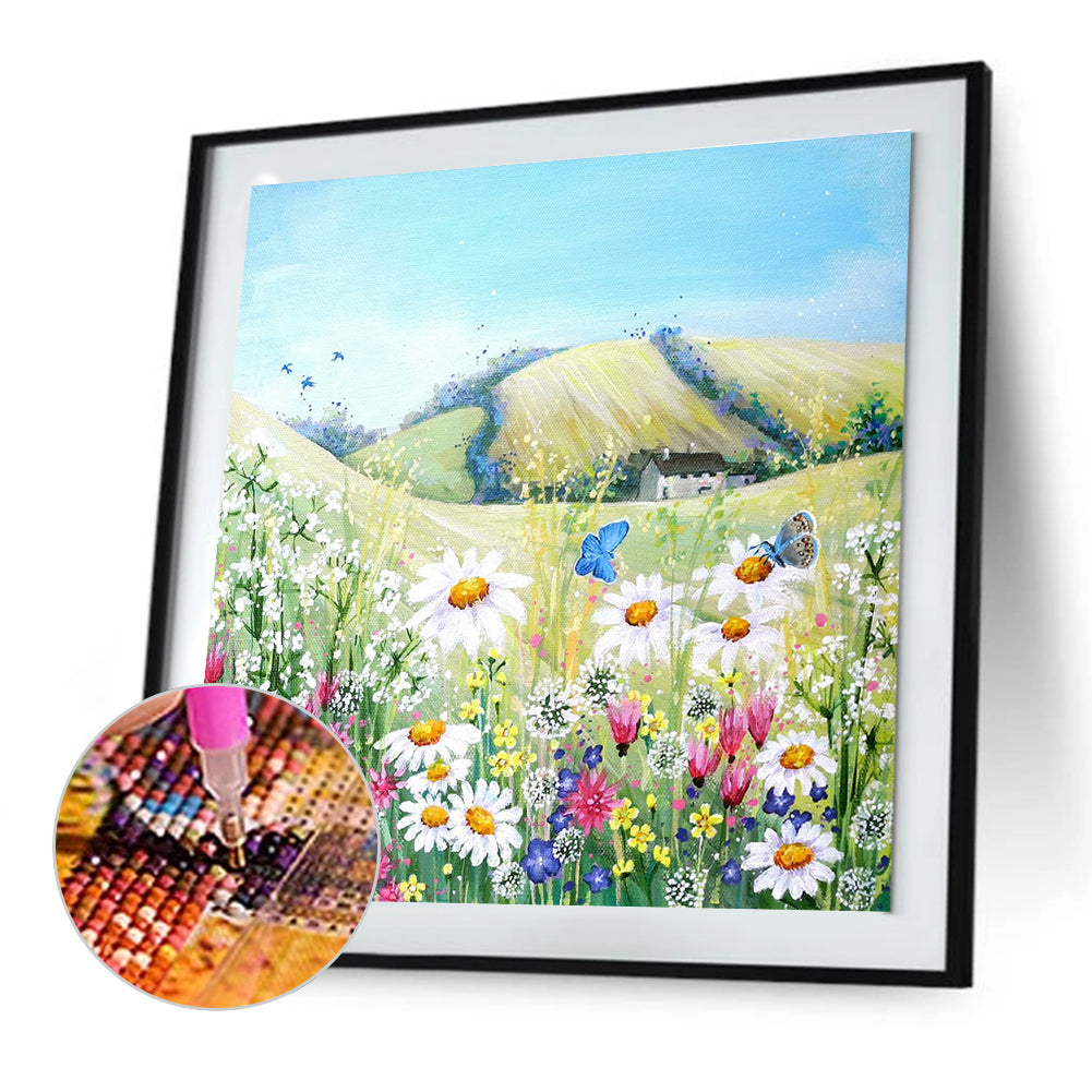 Hillside Wildflowers - Full Round Drill Diamond Painting 30*30CM