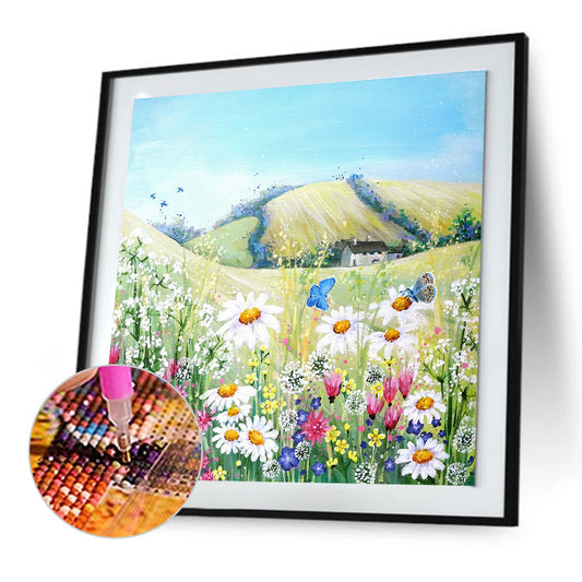 Hillside Wildflowers - Full Round Drill Diamond Painting 30*30CM