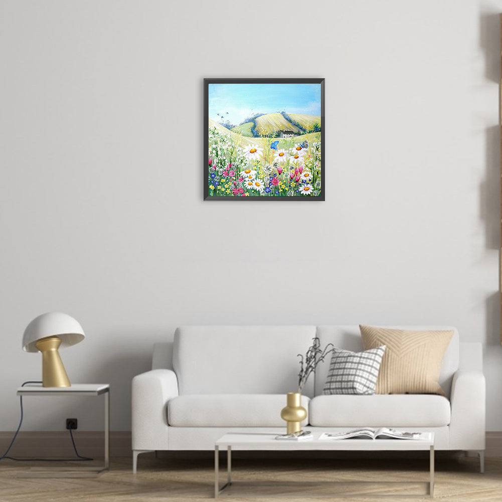 Hillside Wildflowers - Full Round Drill Diamond Painting 30*30CM