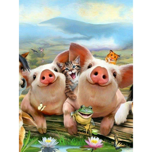 Two Little Pigs - Full Round Drill Diamond Painting 30*40CM