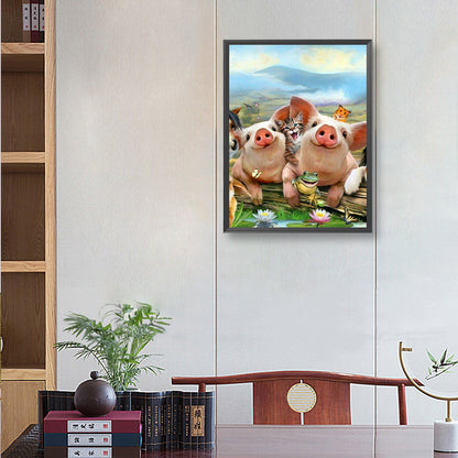 Two Little Pigs - Full Round Drill Diamond Painting 30*40CM
