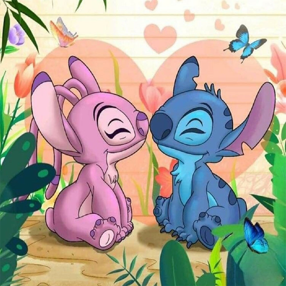 Stitch And Girlfriend - Full Round Drill Diamond Painting 30*30CM
