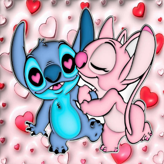 Stitch And Girlfriend - Full Round Drill Diamond Painting 30*30CM