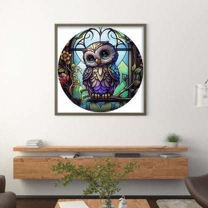 Glass Painting-Owl - 11CT Stamped Cross Stitch 50*50CM