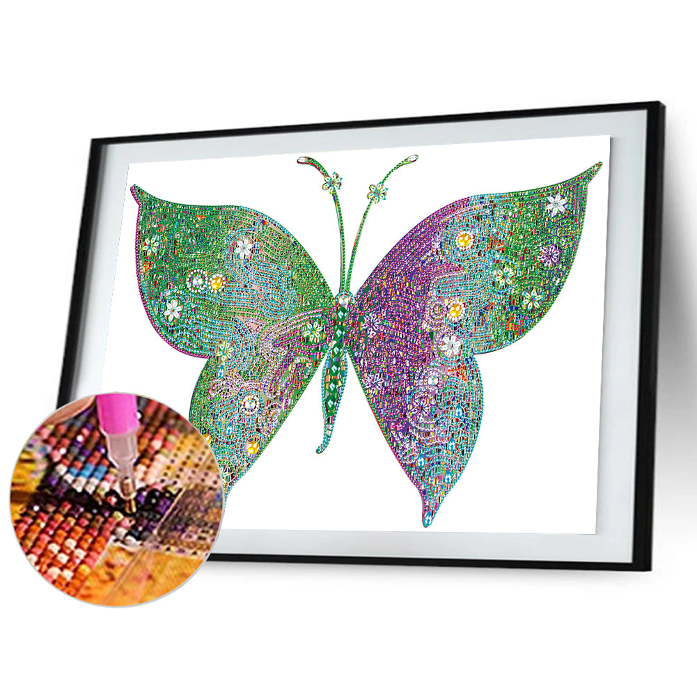 Colorful Butterfly - Special Shaped Drill Diamond Painting 55*40CM