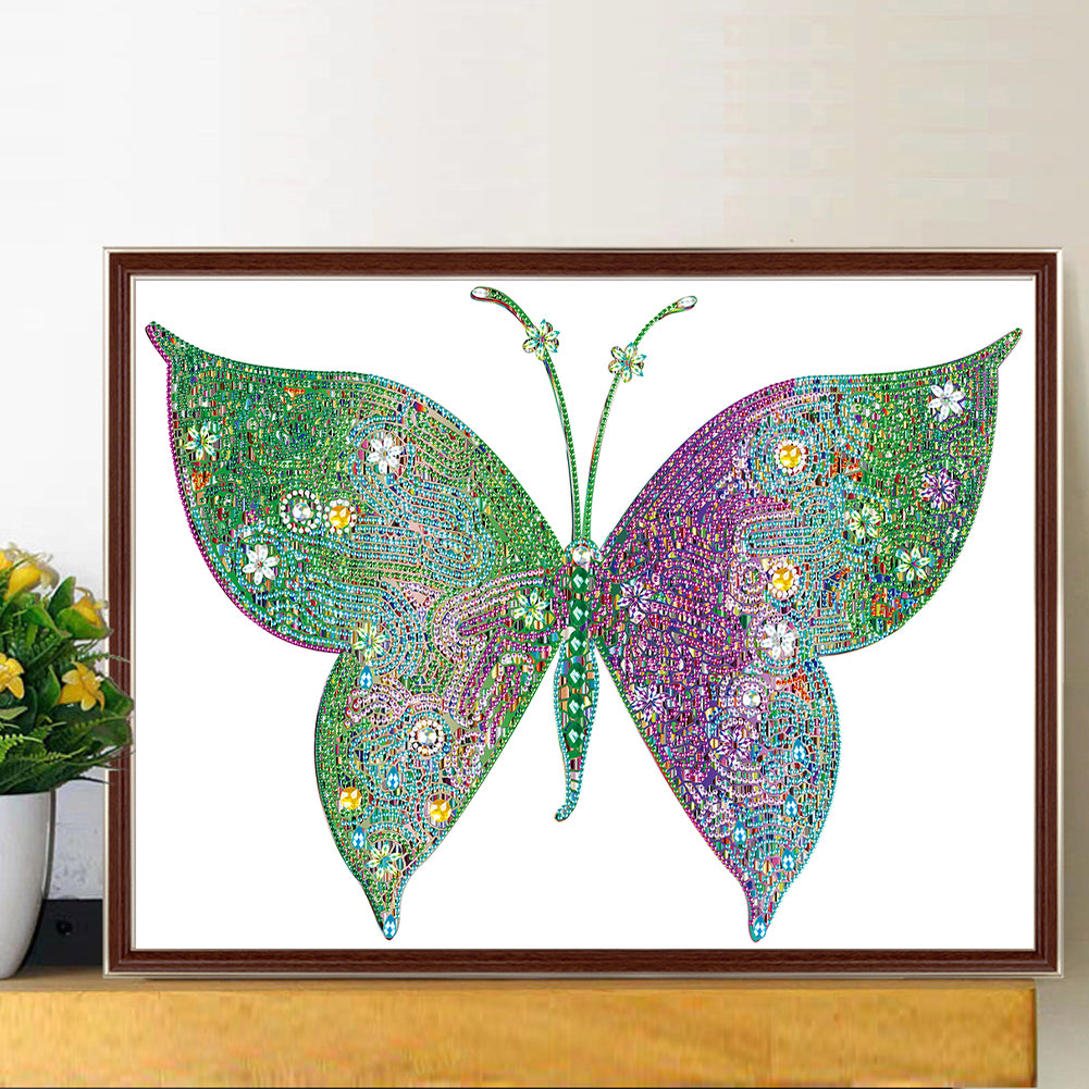 Colorful Butterfly - Special Shaped Drill Diamond Painting 55*40CM